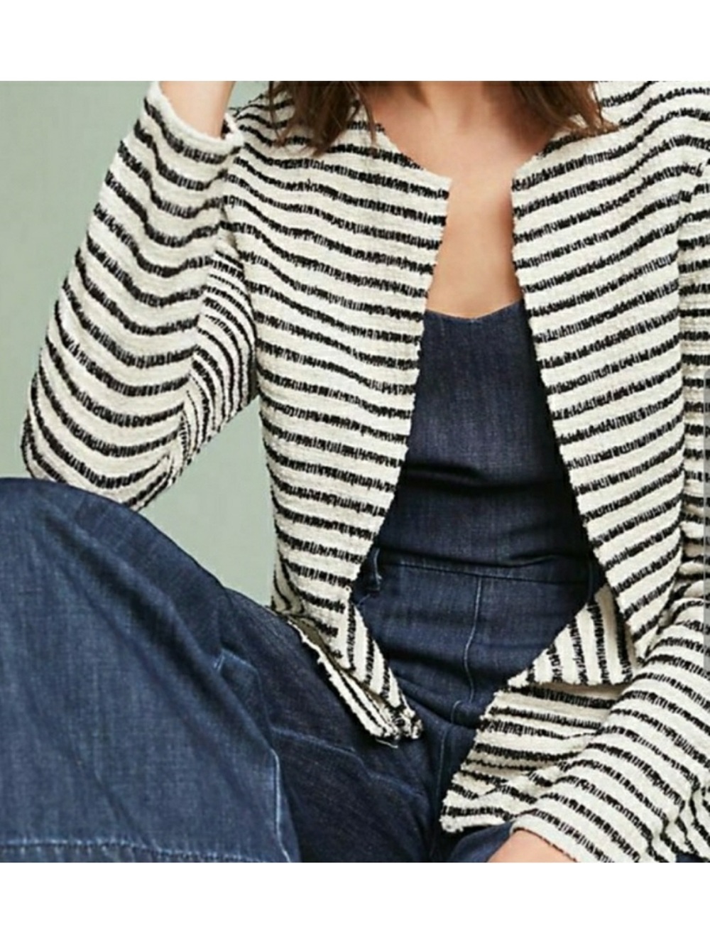 Anthropologie dolan Left Coast Striped Peplum Blazer Jacket